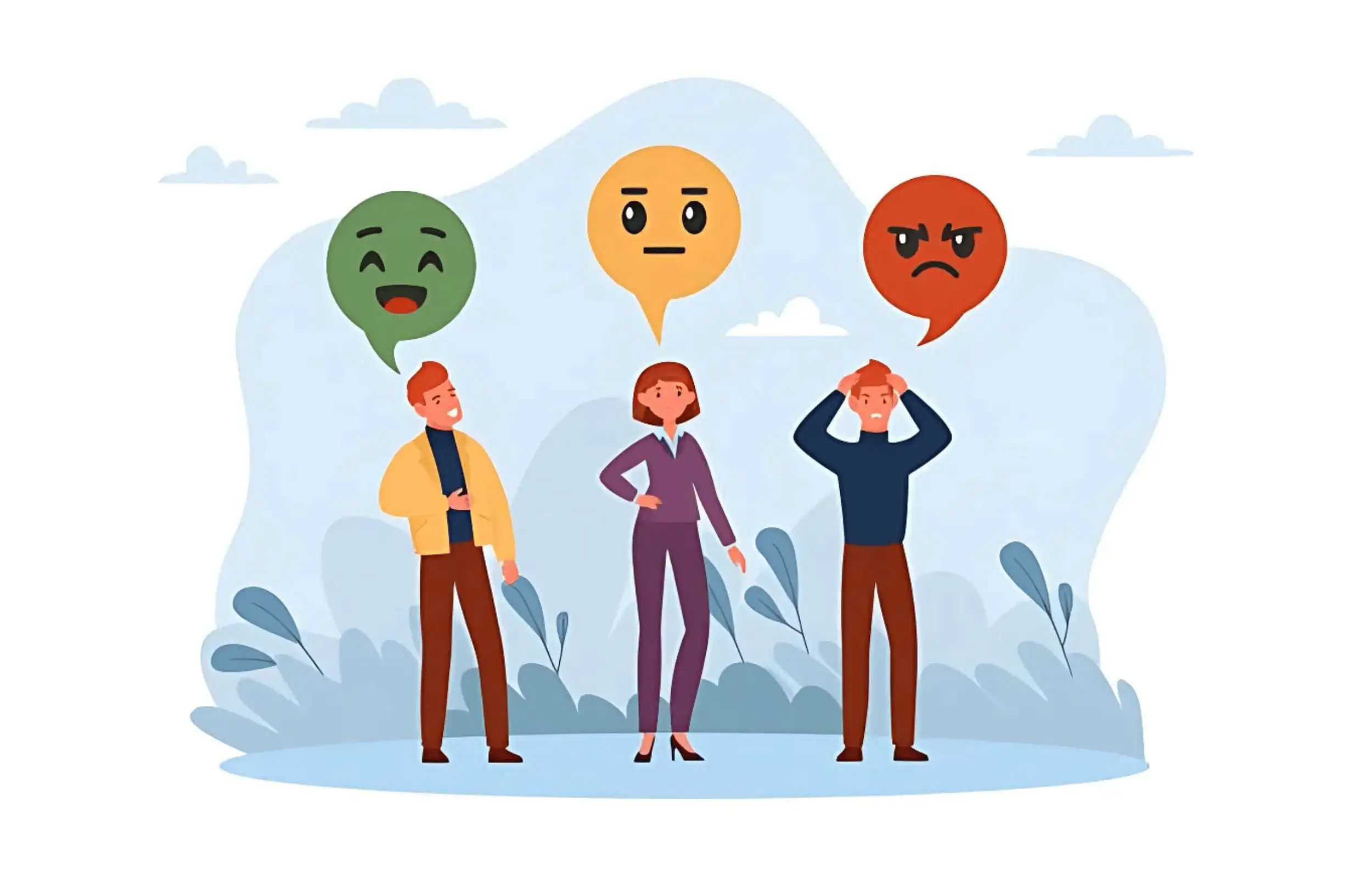 People with positive, neutral and negative perception